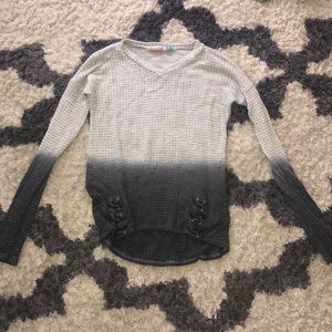 grey and black ombré long sleeve shirt